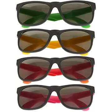 BLUE PANDA Retro Party Bulk Sunglasses for 80s & 90s Birthday Favors, 48-Pack in 4 Neon Colors, Adult Sunglasses