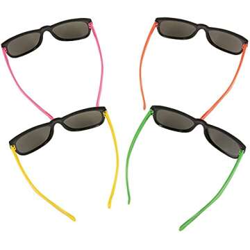 BLUE PANDA Retro Party Bulk Sunglasses for 80s & 90s Birthday Favors, 48-Pack in 4 Neon Colors, Adult Sunglasses