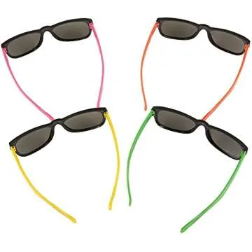 BLUE PANDA Retro Party Bulk Sunglasses for 80s & 90s Birthday Favors, 48-Pack in 4 Neon Colors, Adult Sunglasses