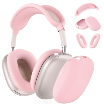 Silicone Case Cover for AirPods Max Headphones, Ear Pad Case Cover/Ear Cups Cover/Headband Cover for AirPods Max (USB-C/Lightning)(2024/2020),Accessories Silicone Protector for Apple AirPods Max, Pink