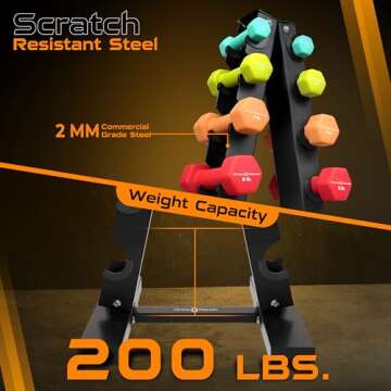 Fitness Republic Neoprene Workout Dumbbells 5 Pairs (2,4,6,8,10)LB + 5 Tier Rack- Non Slip, Anti Roll Exercise & Fitness Dumbbells Combo - 2.00MM Thick Rack with 230 LB Capacity - Ideal for Home and