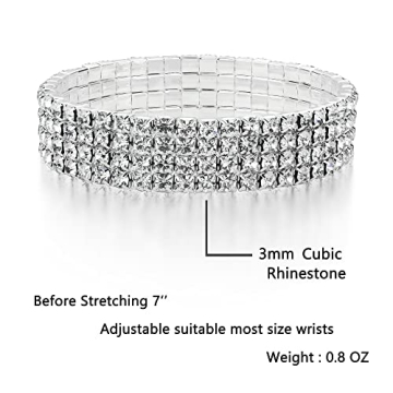 Zealmer Rhinestone Stretch Bracelets Elegant Bling for Women