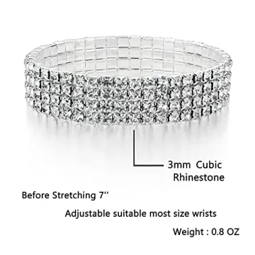 Zealmer Rhinestone Stretch Bracelets Elegant Bling for Women