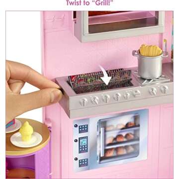 Barbie Cook 'n Grill Restaurant Set with Doll & 30+ Pieces