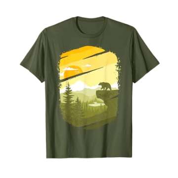 Bear Nature Graphic Green T-Shirt