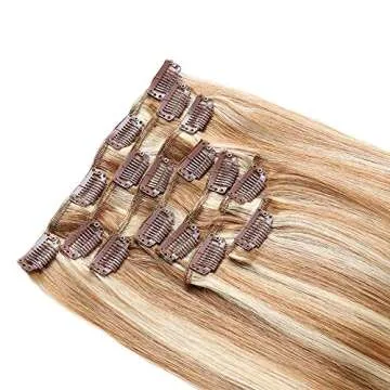 Straight Clip in Human Hair Extensions Full Head Double Weft Brazilian Virgin Hair 8pcs 100g 17Clips (12/613, 100g-14inch)