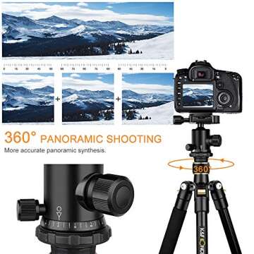K&F Concept TC2534 66 inch Professional Carbon Fiber Camera Tripod Lightweight Portable with Monopod for DSLR Cameras