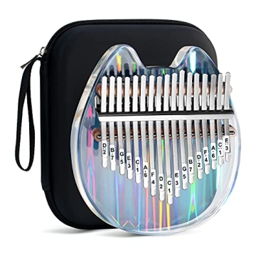 Beveetio Clear Kalimba Thumb Piano With Eva Protective Case, Transparent Crystal Kalimba 17 Key, Mus...