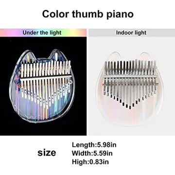 Beveetio Clear Kalimba Thumb Piano - Cat Shape Musical Gift