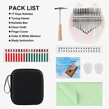 Beveetio Clear Kalimba Thumb Piano - Cat Shape Musical Gift