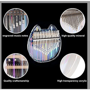 Beveetio Clear Kalimba Thumb Piano - Cat Shape Musical Gift