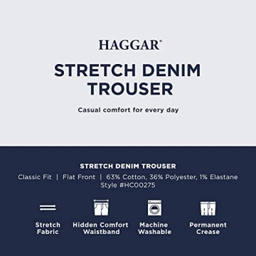 Haggar Men's Casual Classic Fit Denim Trouser - Stretch & Comfort