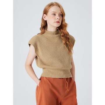 CIDER Sleeveless Mock Neck Sweater Vest for Women
