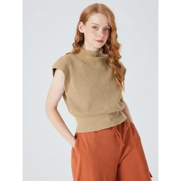CIDER Sleeveless Mock Neck Sweater Vest for Women