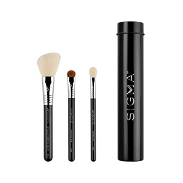 Sigma Beauty Travel Essential Trio - Makeup Brush Set for Foundation Powder Eyeshadow - 3 Tool Brush...