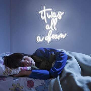 Lucunstar It Was All A Dream Neon Sign,Neon Sign For Room,Neon signs For Wall Decor, LED Signs Bedroom Club Office Hotel Pub Cafe Dream Neon Lights Wedding Birthday Party,Room Decor(White)