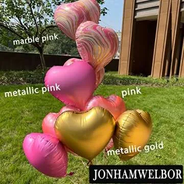 Stunning 20Pcs Metallic Pink Heart Balloons for Parties