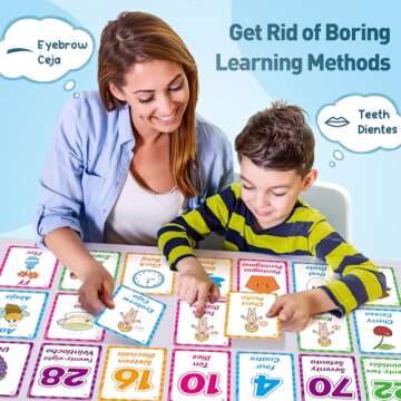 Edulok Bilingual Flash Cards: Spanish to English, First Words & Toddler Alphabet Flash Cards for Kids Learning Spanish & English