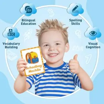 Edulok Bilingual Flash Cards: Spanish to English, First Words & Toddler Alphabet Flash Cards for Kids Learning Spanish & English