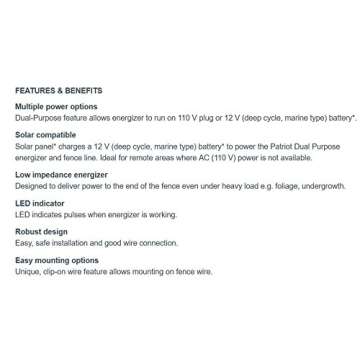 Patriot P30 Dual Purpose Electric Fence Energizer, 3.0 Joule