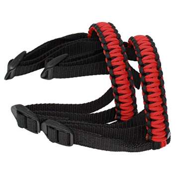 BubbasGarageTv Jeep Paracord Grab Handles - Red, Durable
