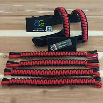 BubbasGarageTv Jeep Paracord Grab Handles - Red, Durable