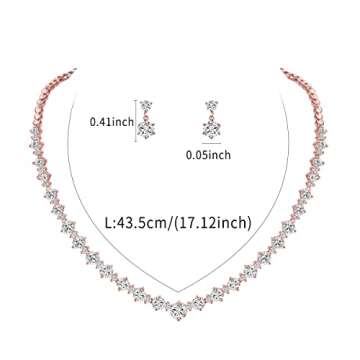 WeimanJewelry White Gold/Gold Plated Women Cubic Zirconia Round Cut CZ Bridal Necklace and Drop Earr...
