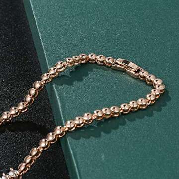 WeimanJewelry White Gold/Gold Plated Women Cubic Zirconia Round Cut CZ Bridal Necklace and Drop Earring Set for Bride Wedding (Rose Gold)