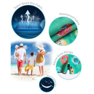 maamgic Boys Swim Trunks Toddler Swim Shorts Little Boys Bathing Suit Swimsuit Toddler Boy Swimwear,Doughnut-Green,4 T