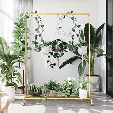 DR.IRON Gold Pipe Clothing Rack Garment Rack with Bottom Shelf Heavy Duty Clothes Rack Hanging Rack Closet Organizer for Bedroom,Retail(Gold)