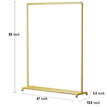 Stylish DR.IRON Gold Clothing Rack with Storage Shelf