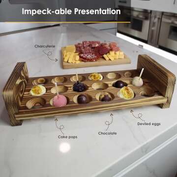 Expandable Stackable Wooden Egg Holder Countertop for 36 Eggs, Rustic Kitchen Decoration, Two-Piece Compact Egg Rack for Counter - Chicken Decor Design - Gui's Chicken Coop (Double Rack)