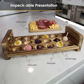 Expandable Stackable Wooden Egg Holder Countertop for 36 Eggs, Rustic Kitchen Decoration, Two-Piece Compact Egg Rack for Counter - Chicken Decor Design - Gui's Chicken Coop (Double Rack)