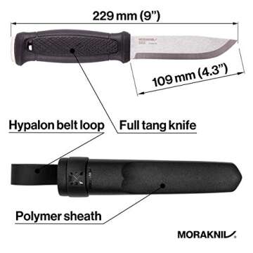 Morakniv Garberg Stainless Steel Full-Tang Fixed-Blade Survival Knife With Sheath, 4.3 Inch