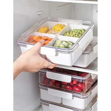 Qushy Divided Serving Tray with Lid for Fruits and Veggies