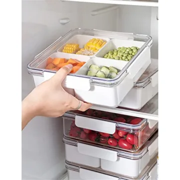 Qushy Divided Serving Tray with Lid for Fruits and Veggies