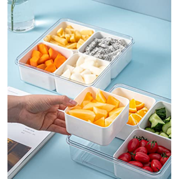 Qushy Divided Serving Tray with Lid for Fruits and Veggies