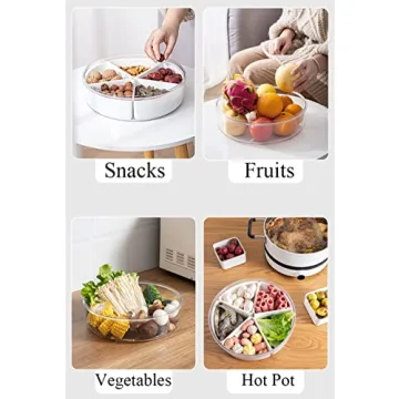 Qushy Divided Serving Tray with Lid for Fruits and Veggies
