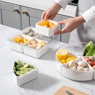Qushy Divided Serving Tray with Lid for Fruits and Veggies