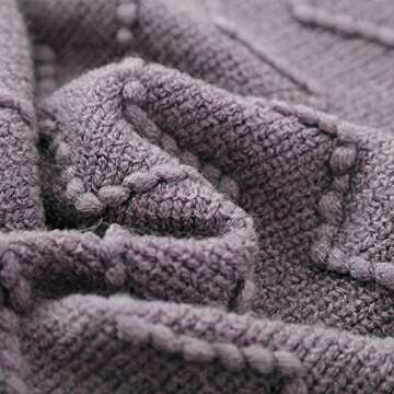 BOURINA Dark Lavender Throw Blanket 50x60 Inches Throw Textured Solid Soft Sofa Couch Decorative Knitted Blanket