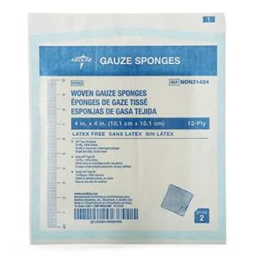 Medline Woven Gauze Sponges, Sterile, 12-Ply, 4 x 4 Inches, Box of 50