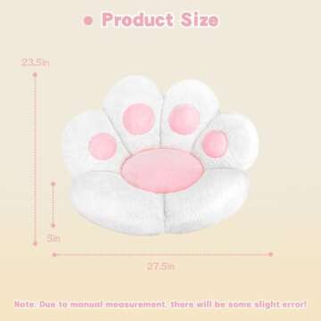 MOONBEEKI Cat Paw Cushion Comfy Kawaii Chair Plush Cushions Shape Lazy Pillow for Gamer Chair 28"x 24" Cozy Floor Cute Seat Kawaii for Girl Worker Gift, Dining Room Bedroom Decorate White