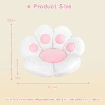 MOONBEEKI Cat Paw Cushion Comfy Kawaii Chair Plush Cushions Shape Lazy Pillow for Gamer Chair 28"x 24" Cozy Floor Cute Seat Kawaii for Girl Worker Gift, Dining Room Bedroom Decorate White