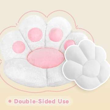 MOONBEEKI Cat Paw Cushion Comfy Kawaii Chair Plush Cushions Shape Lazy Pillow for Gamer Chair 28"x 24" Cozy Floor Cute Seat Kawaii for Girl Worker Gift, Dining Room Bedroom Decorate White