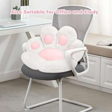 MOONBEEKI Cat Paw Cushion Comfy Kawaii Chair Plush Cushions Shape Lazy Pillow for Gamer Chair 28"x 24" Cozy Floor Cute Seat Kawaii for Girl Worker Gift, Dining Room Bedroom Decorate White