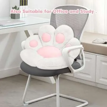 MOONBEEKI Cat Paw Cushion Comfy Kawaii Chair Plush Cushions Shape Lazy Pillow for Gamer Chair 28"x 24" Cozy Floor Cute Seat Kawaii for Girl Worker Gift, Dining Room Bedroom Decorate White