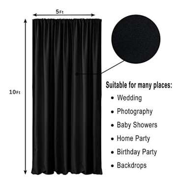 Hiasan Black Backdrop Curtains for Parties and More