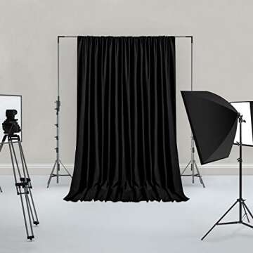 Hiasan Black Backdrop Curtains for Parties and More