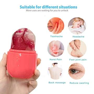Beauty Reusable Ice Face Roller, Face Ice Holder for Face and Eye (Ice Roller Pink)