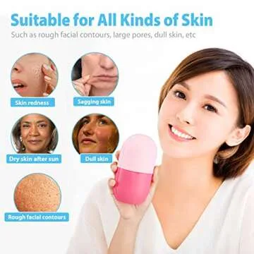 Beauty Reusable Ice Face Roller, Face Ice Holder for Face and Eye (Ice Roller Pink)